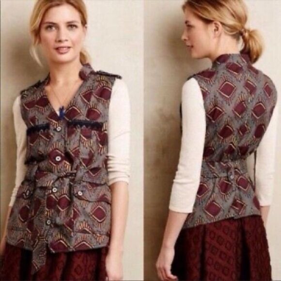 Elevenses Anthropologie Geometric Safari Vest Top - Picture 1 of 11